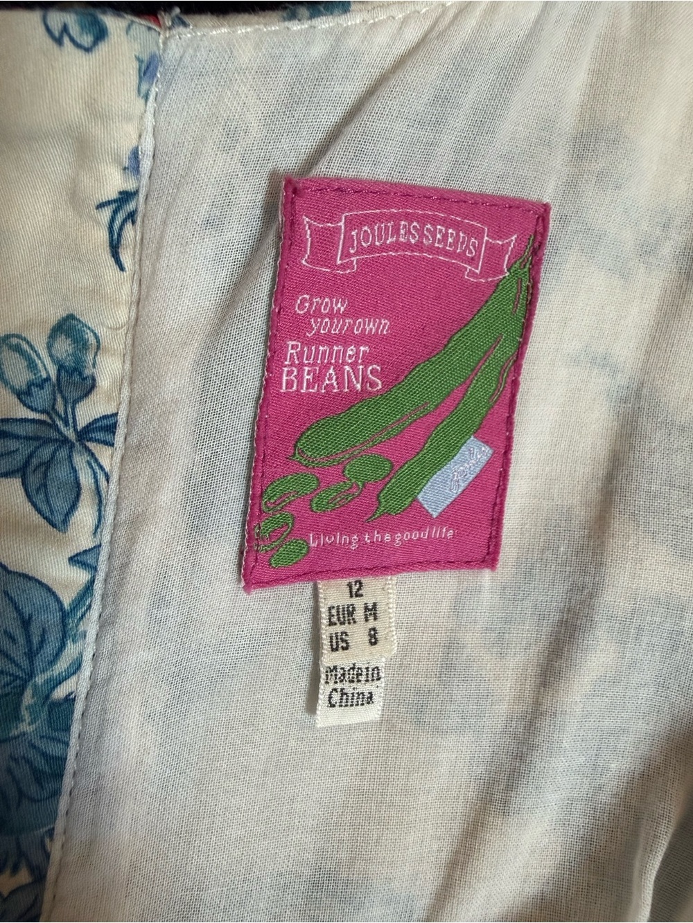 Joules Blue and Cream V‑Neck Toile Sundress - Picture 5 of 5